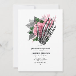 Pink Floral Gothic Skull Bachelorette Wochenende Einladung