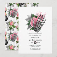 Pink Floral Gothic Skulls Bridesmaids Luncheon