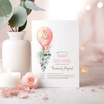 Pink Floral Greenery Balloon Babydusche