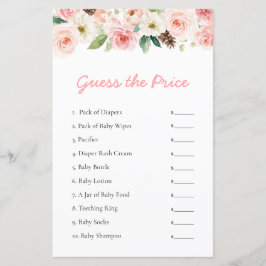 Pink Floral Guess the Price Baby Duschgame