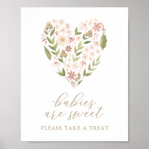 Pink Floral Heart Babydusche Babys sind süß Poster