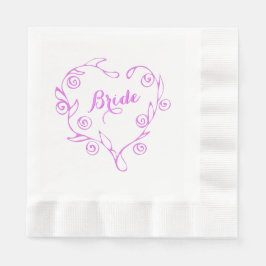 Pink Floral Heart Brautparty Napkin Serviette