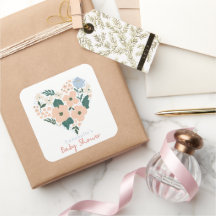 Pink Floral Heart Girl Babydusche