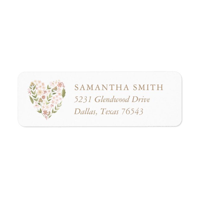 Pink Floral Heart Girl Babydusche Rücksendeadresse (Vorne)