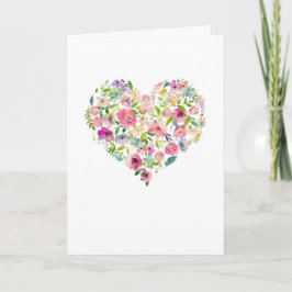 PInk Floral Heart Happy Valentines Day Card