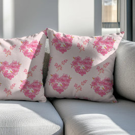 Pink Floral Hearts Pattern Kissen