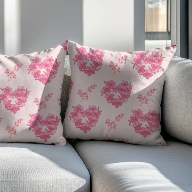 Pink Floral Hearts Pattern Kissen (Von Creator hochgeladen)