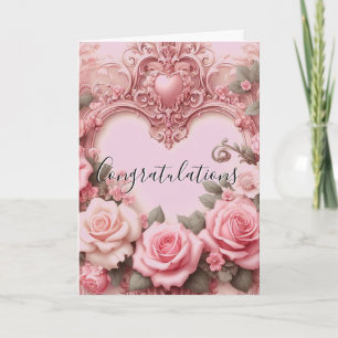 Pink Floral Herzlichen Glückwunsch Brautparty Kart Karte