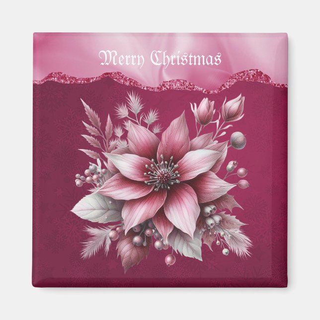 Pink Floral Holiday Magnet (Vorne)
