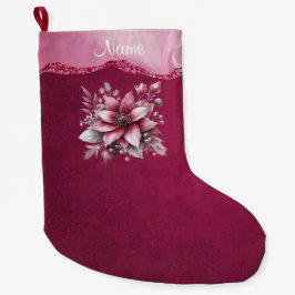 Pink Floral Holiday Strumpf Großer Weihnachtsstrumpf