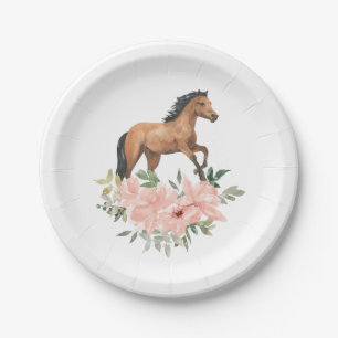 Pink Floral Horse Geburtstagsparty Pappteller