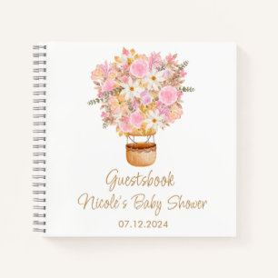 Pink Floral Hot Air Ballon Babydusche Notizbuch