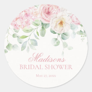 Pink Floral Hydrangea Brautparty Einladung Siegel Runder Aufkleber
