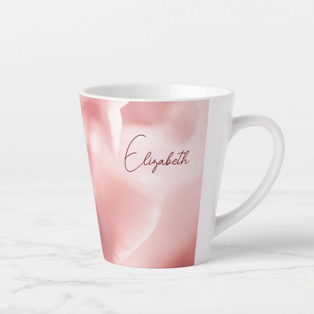 Pink Floral Imprimer Petite Mug Latte (Droite)