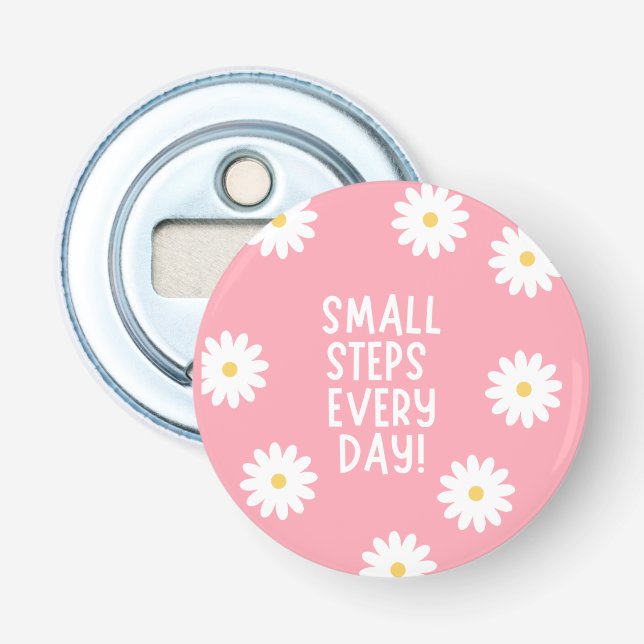 Pink Floral Inspiration – Small Steps Every Day  Flaschenöffner (Vorderseite)