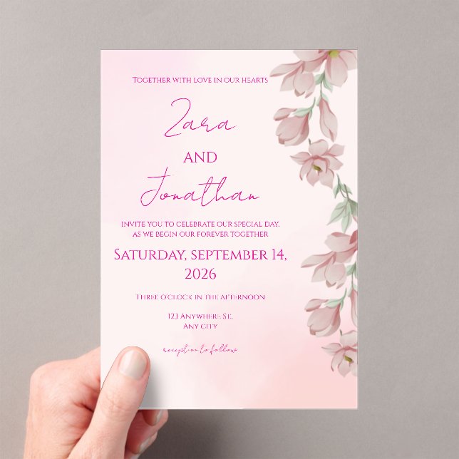 Pink floral invitation (In situ (ordinateur de poche))