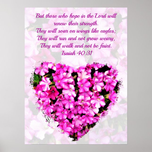 PINK FLORAL ISAIAH 40:31 SOAR AUF EGELN POSTER (Vorne)