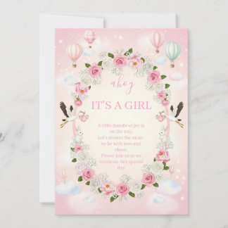 Pink Floral "It's a Girl" Baby Shower Invite  Einladung