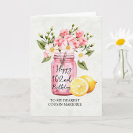 Pink Floral Jar Cousin 102. Geburtstag Gruß Karte