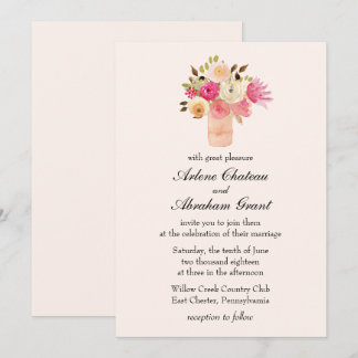 Pink Floral Joy Wedding Einladung