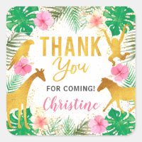 Pink Floral Jungle Animals Safari Party