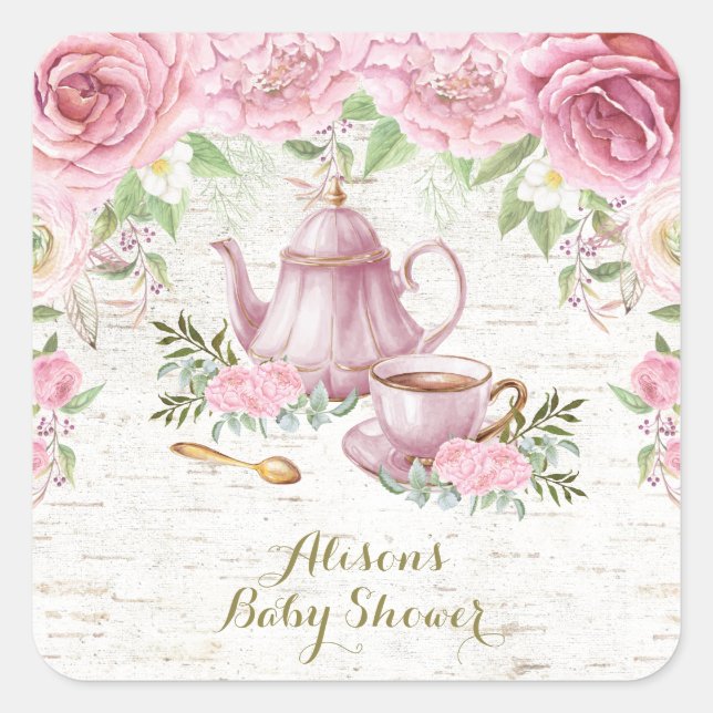 Pink Floral Kitchen Tee Vielen Dank Sticker Favori (Vorderseite)