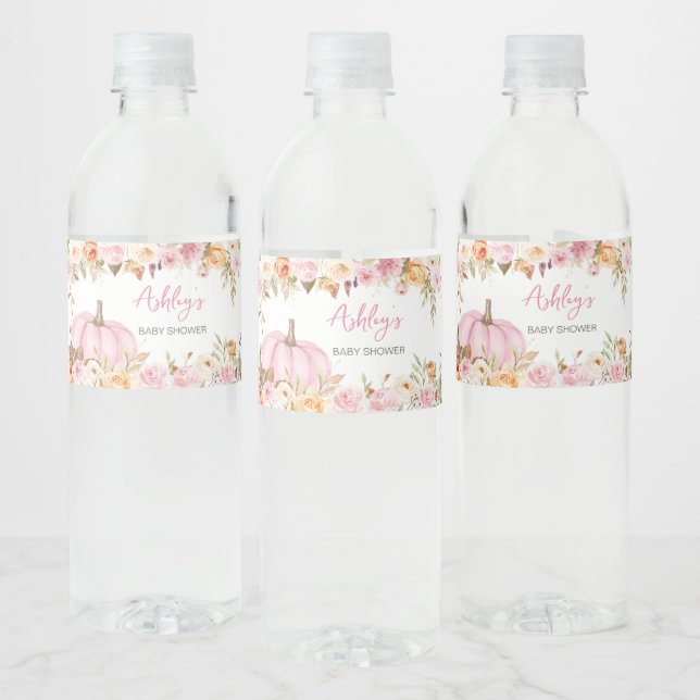 Pink Floral Kleine Pumpkin Baby Dusche (Flaschen)