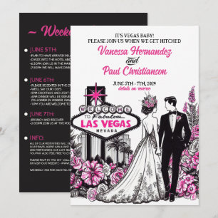 Pink Floral Las Vegas Wedding Einladung
