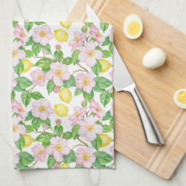 Pink Floral Lemons Muster Geschirrtuch