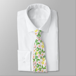 Pink Floral Lemons Muster Krawatte