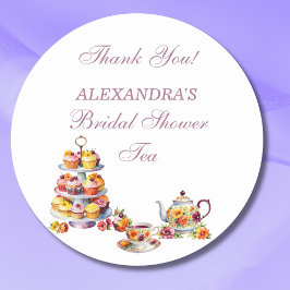 Pink Floral Lilac Tee Party Brautparty Favor Cl Runder Aufkleber