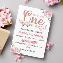 Pink Floral Little Miss Onederful Birthday