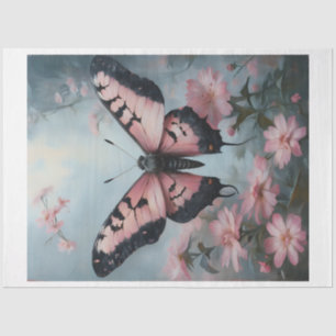 Pink Floral Luna Moth Seidenpapier