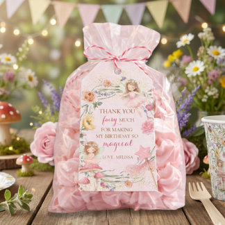 Pink Floral Magical Fairy Birthday Thank You   Geschenkanhänger