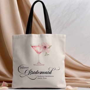 Pink Floral Martini Bridesmaid Bachelorette Tasche
