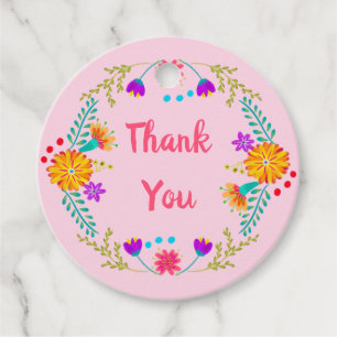 Pink floral mexikanische Fiesta Folk Art Vielen Da Geschenkanhänger