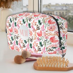 Pink Floral Mit Monogramm Kosmetiktüte Waschbeutel