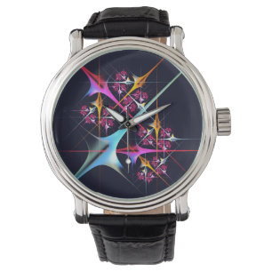 Pink Floral Modernes Abstraktes Kunstfarbmuster #0 Armbanduhr