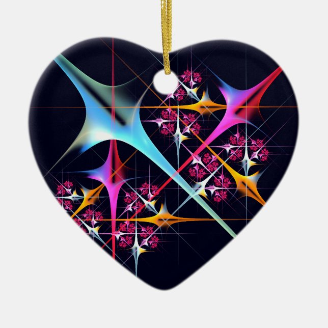 Pink Floral Modernes Abstraktes Kunstfarbmuster #0 Keramik Ornament (Vorne)