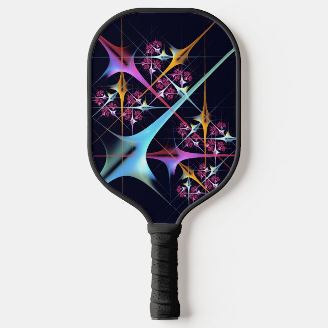 Pink Floral Modernes Abstraktes Kunstfarbmuster #0 Pickleball Schläger (Vorderseite)