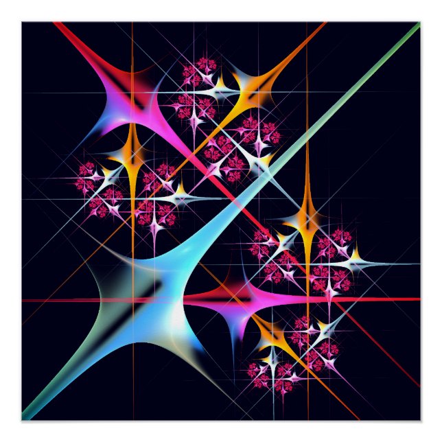 Pink Floral Modernes Abstraktes Kunstfarbmuster #0 Poster (Vorderseite)