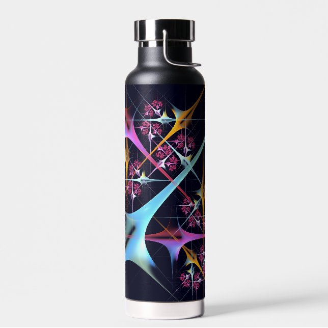 Pink Floral Modernes Abstraktes Kunstfarbmuster #0 Trinkflasche (Links)