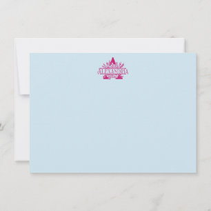 Pink Floral Monogram Individuelle Name Stationieru Mitteilungskarte
