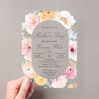 Pink floral Mother's Day  Acryleinladungen