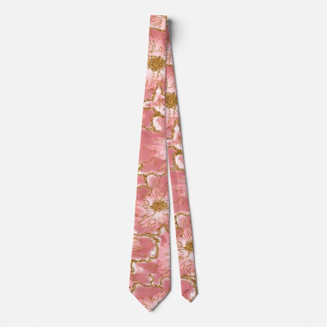 Pink floral Neck Tie Krawatte (Vorderseite)