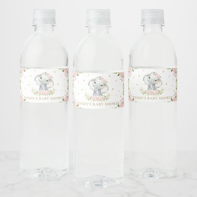 Pink Floral Niedlich Elephant Baby Dusche 1. Gebur (Flaschen)