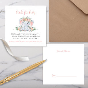 Pink Floral Niedlich Elephant Babydusche Buchungsa Begleitkarte