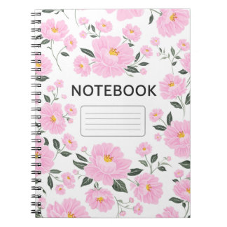 Pink Floral Notebook Cover | Elegant Rose Flower  Notizblock