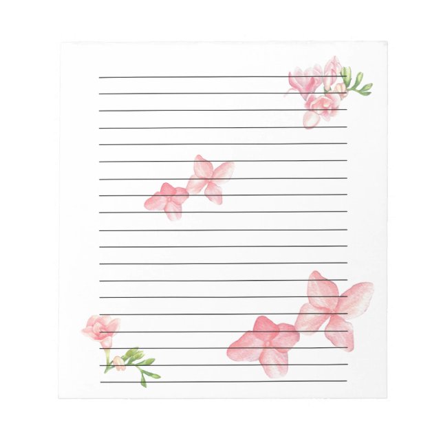 Pink Floral Notepad Notizblock (Vorderseite)