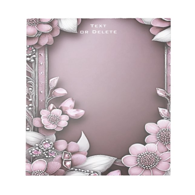 Pink Floral Notepad Notizblock (Vorderseite)